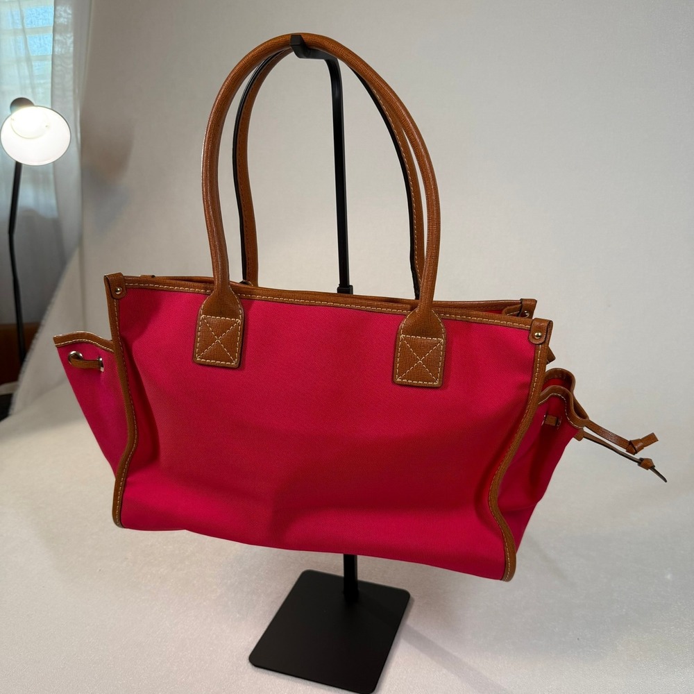 Dooney & Bourke Pink Leather Trim Nylon Tote Bag Shoulder Bag - Picture 8 of 14